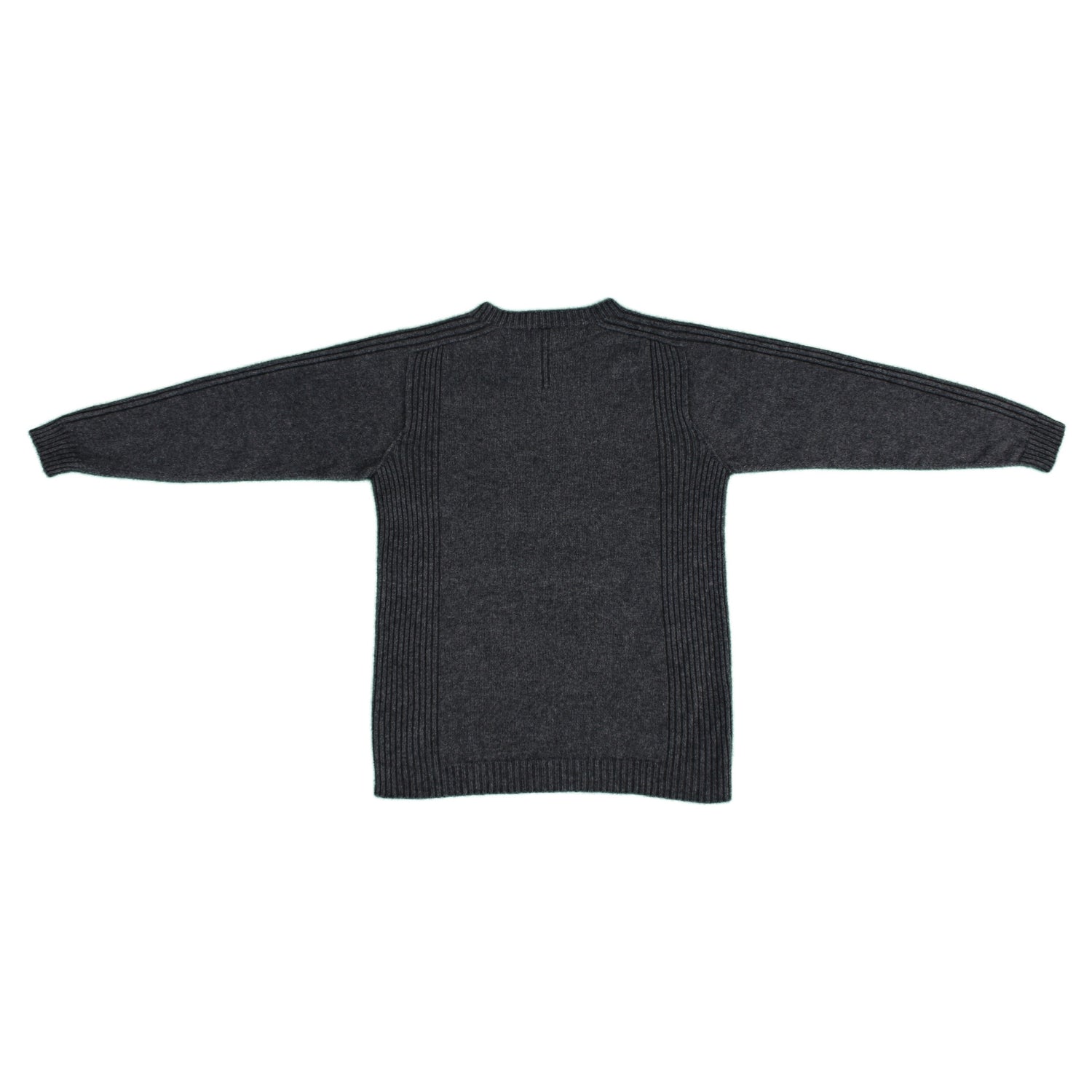 Mens side rib sweater in colour charcoal. back