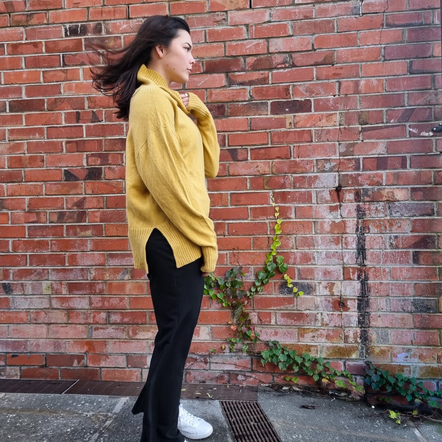 SECOND Merino Possum Silk | Split Hem Off Shoulder Jumper