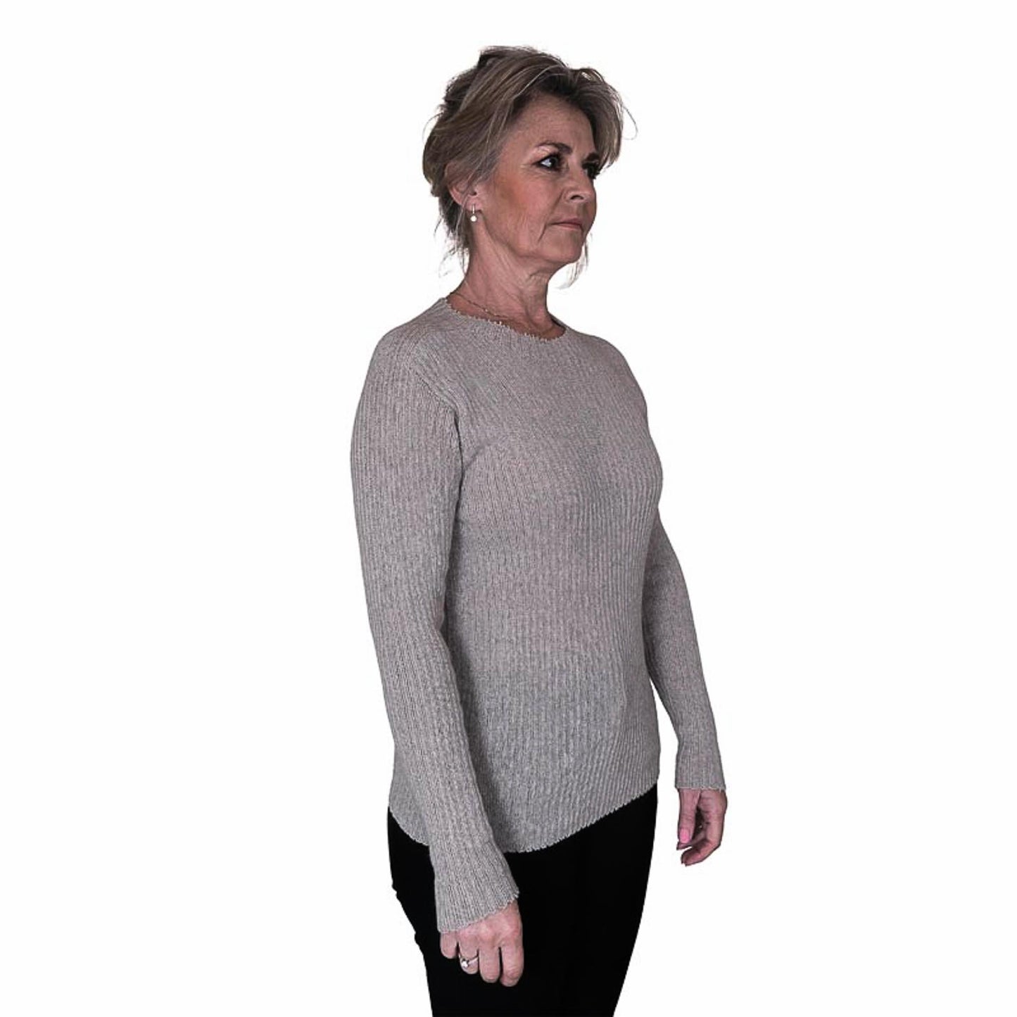 Cotton Merino Possum Full Rib Sweater Side