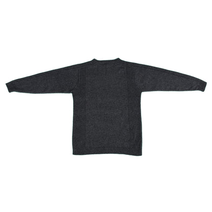 Mens side rib sweater in colour charcoal. back