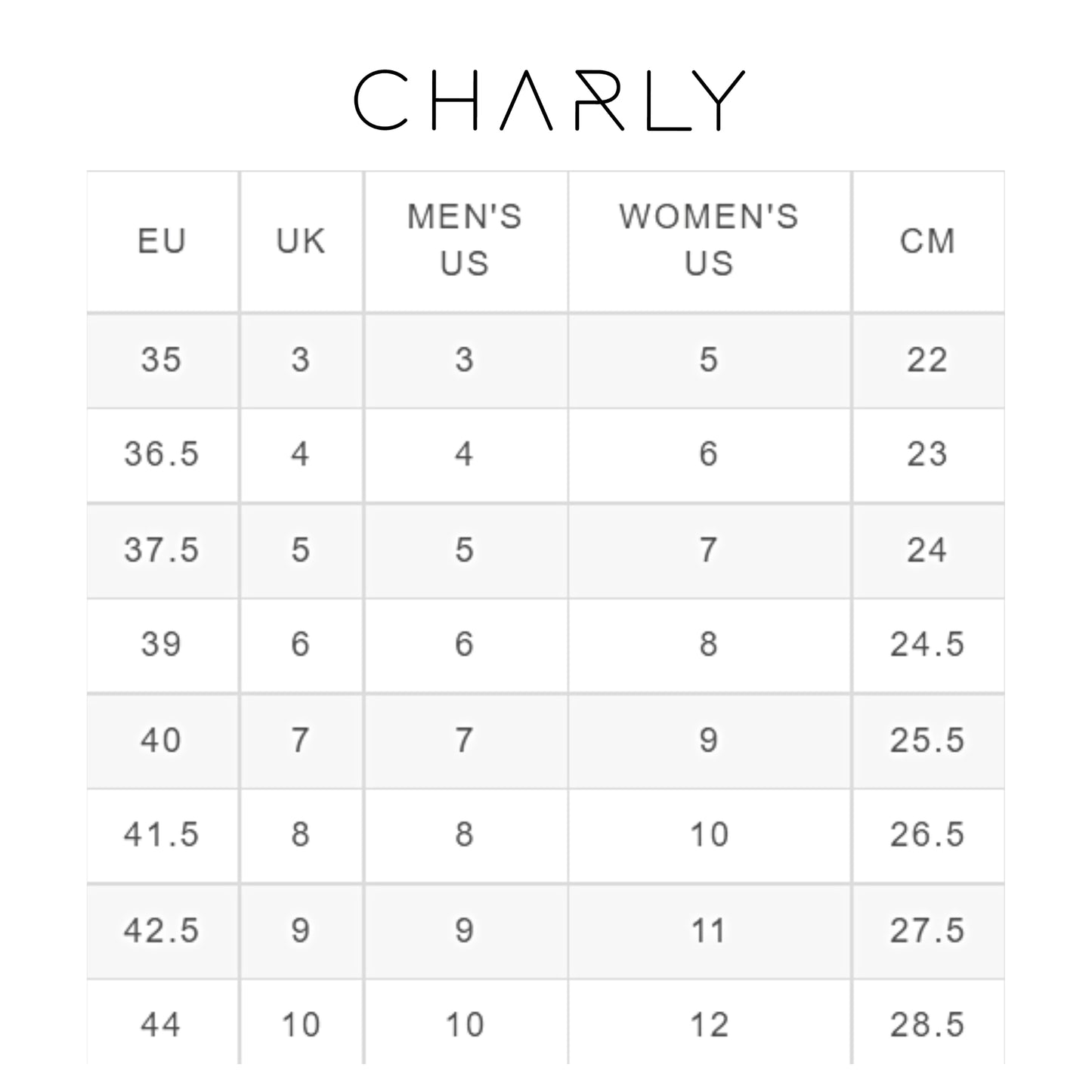 Sock Size Chart