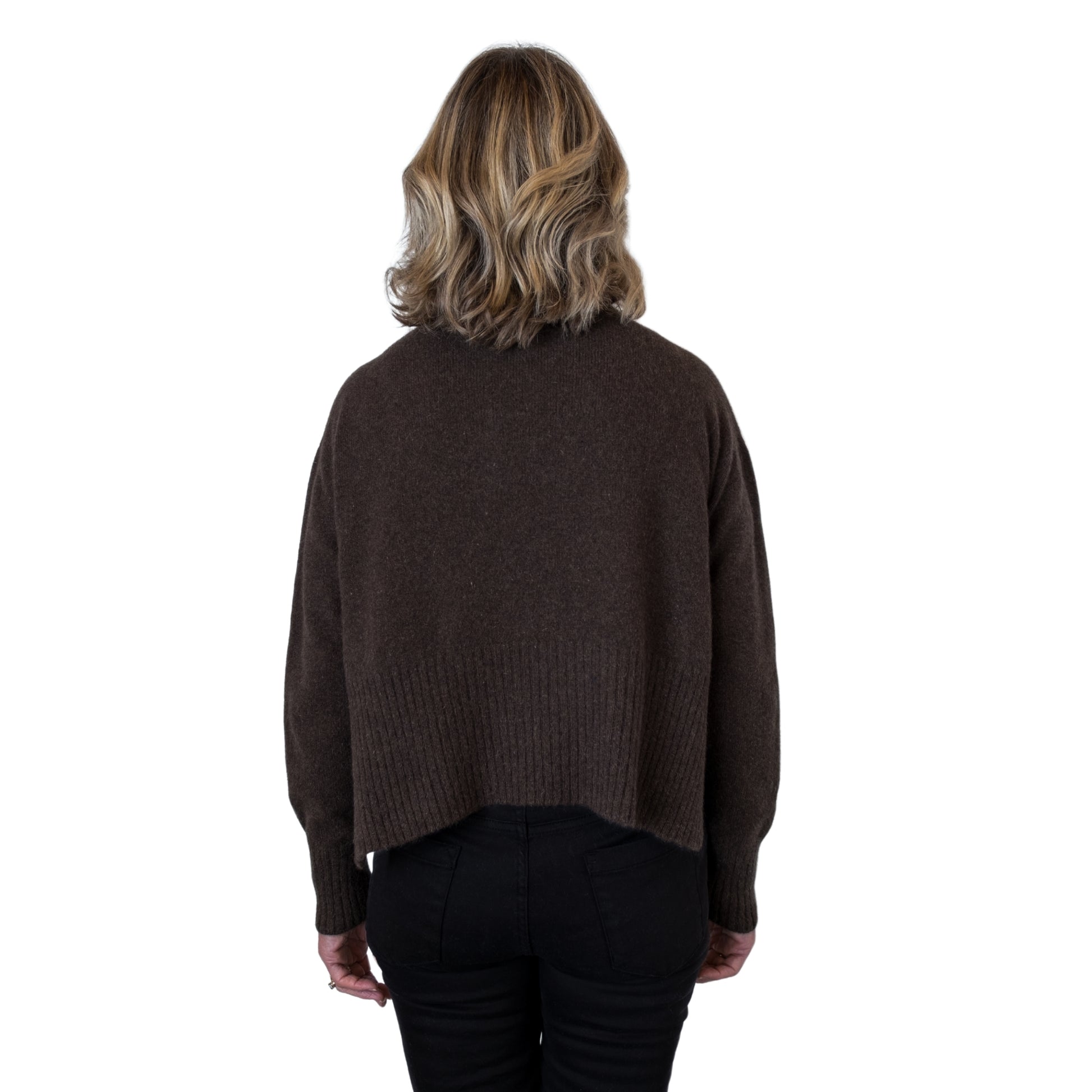 Split Hem Sweater in colour Kiwi. Loose turtleneck. Back