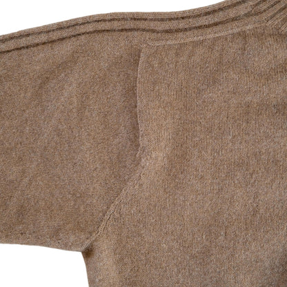 New Zealand made Merino possum Angora and silk jumper in a caramel brown and oversize shape. Detail
